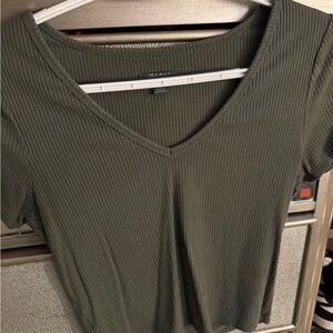 Old Navy Olive Short Sleeve V-Neck Top